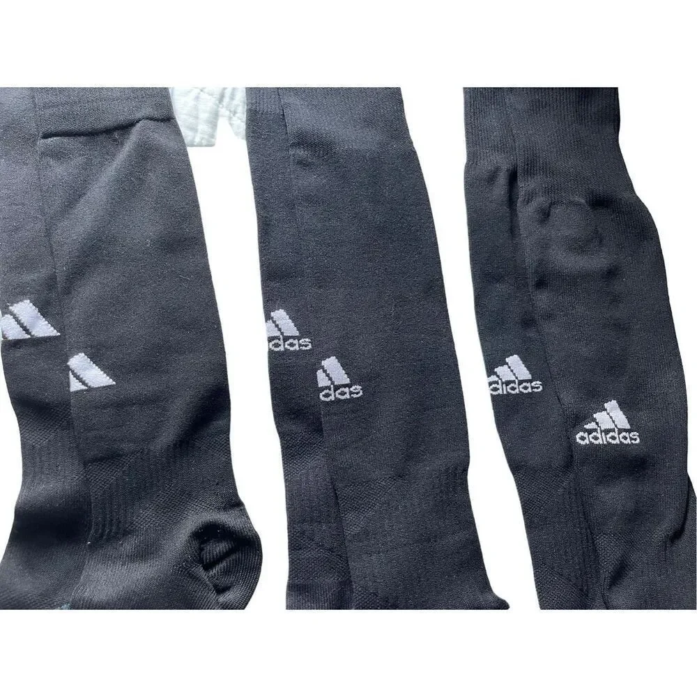 (3) pair of tall black adidas soccer socks - L